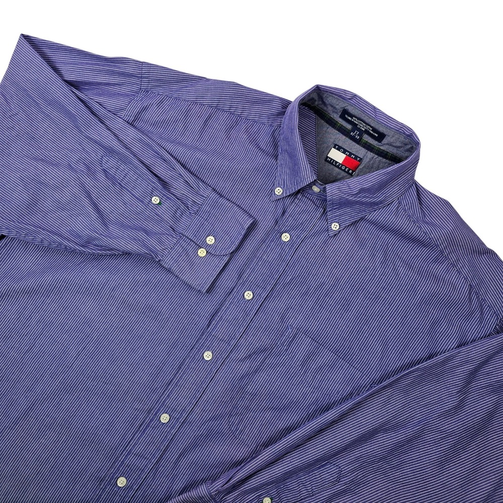 Vintage Tommy Hilfiger Oxford‎ Men's 17 32/33 Striped Dress Shirt Classic Preppy